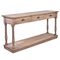 Augustus Farmhouse 3 Drawer Hall Table-Dovetailed & Doublestitched